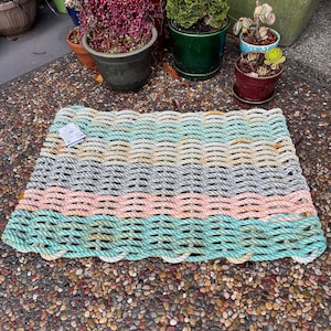 The Many Striped Marvel  - Handwoven, Reclaimed Crab Pot Rope Doormat