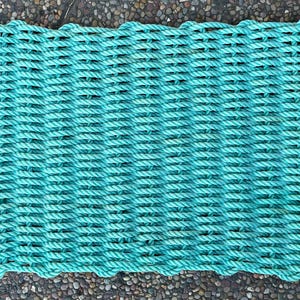 Felpudo azul clásico - Tejido a mano con cuerda reciclada de nasas para cangrejos