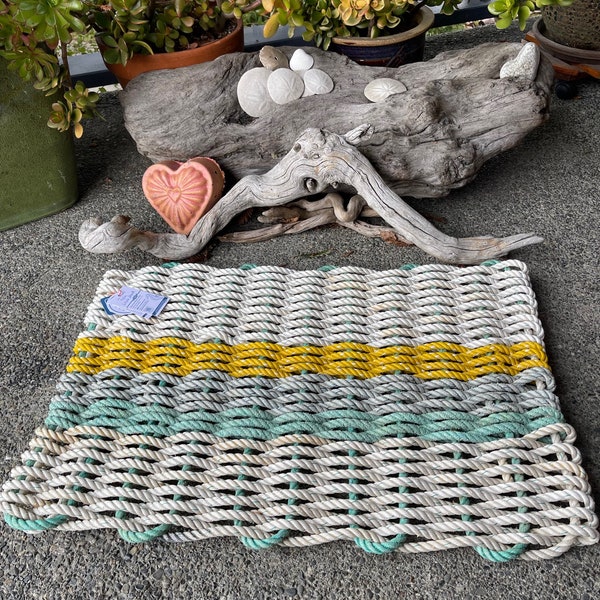 Five Stripe Beauty - Handwoven Reclaimed Crab Rope Doormat