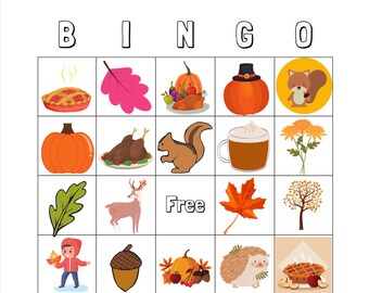Fall Favorites Bingo - 20 cards for class or party