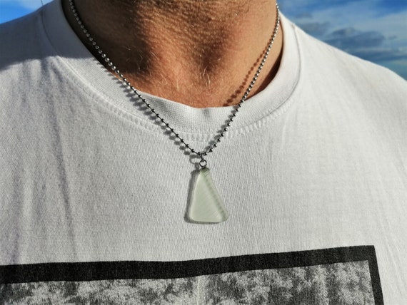 Mens sea glass necklace sale