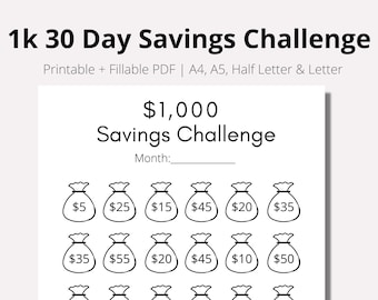 Buy Save 1k Savings Challenge, 1,000 Dollars Savings