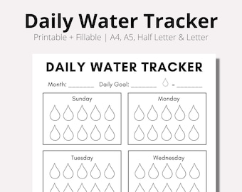 Weekly Water Intake Tracker – Printable Minimalist Planner (PDF Download)