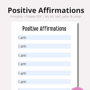 Tägliche Affirmationen, Tägliche Positive Absichten druckbar, Druckbare Zielliste, Persönliche Ziele, Positives Leben, PDF, A4, A5, Hälfte, LETTER