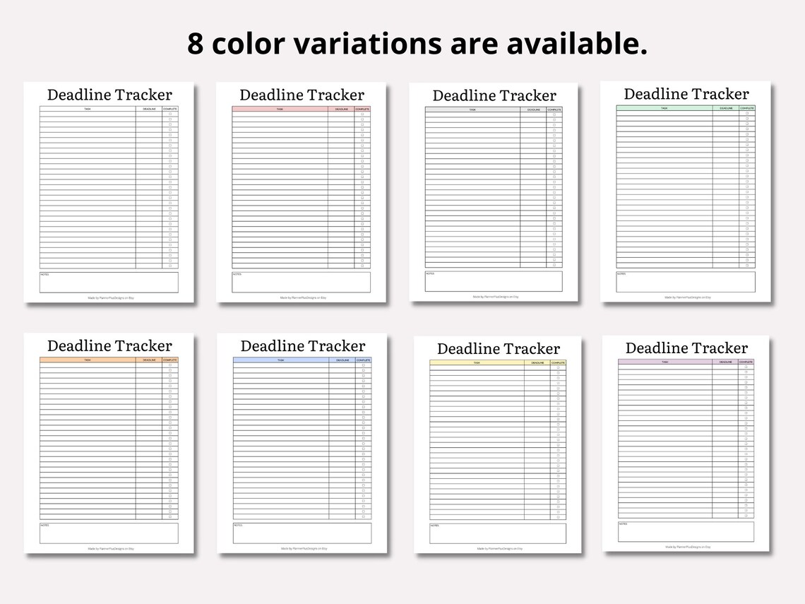 Deadline Tracker Printable, Task Deadline Planner, School Deadline ...