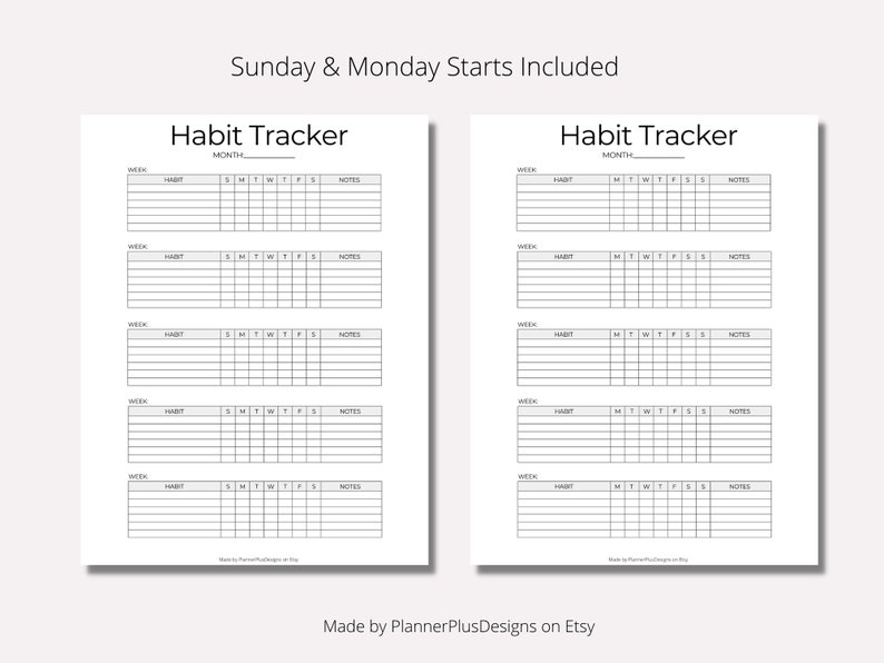 Weekly, Monthly Habit Tracker, Habit Tracker, Habit Tracker Printable ...