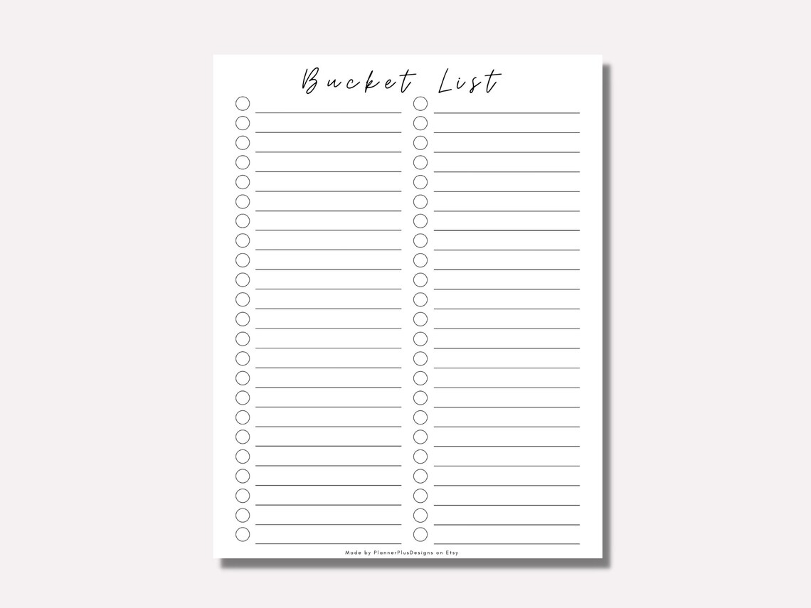 Bucket List Bucket List Tracker Printable Bucket Etsy Canada