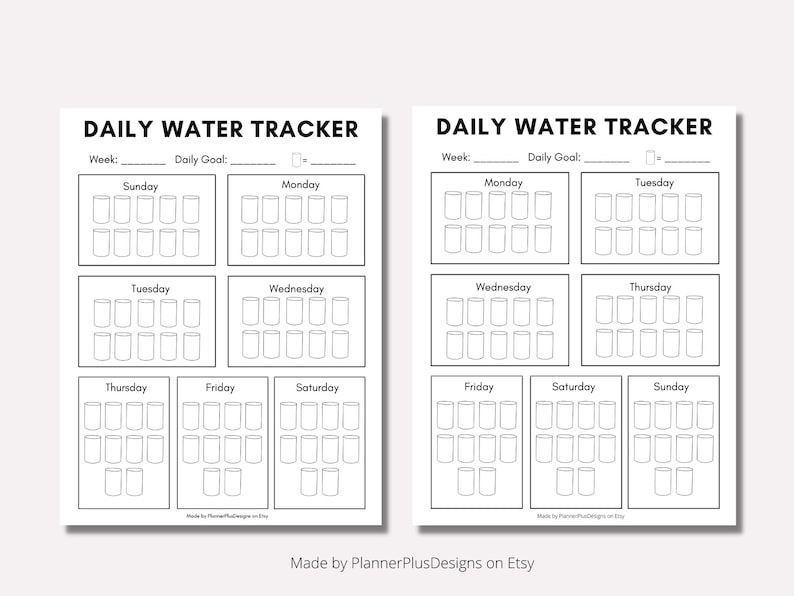 Weekly Water Intake Tracker, Water Log, Daily, Water Tracker Printable, Minimal Water Journal
