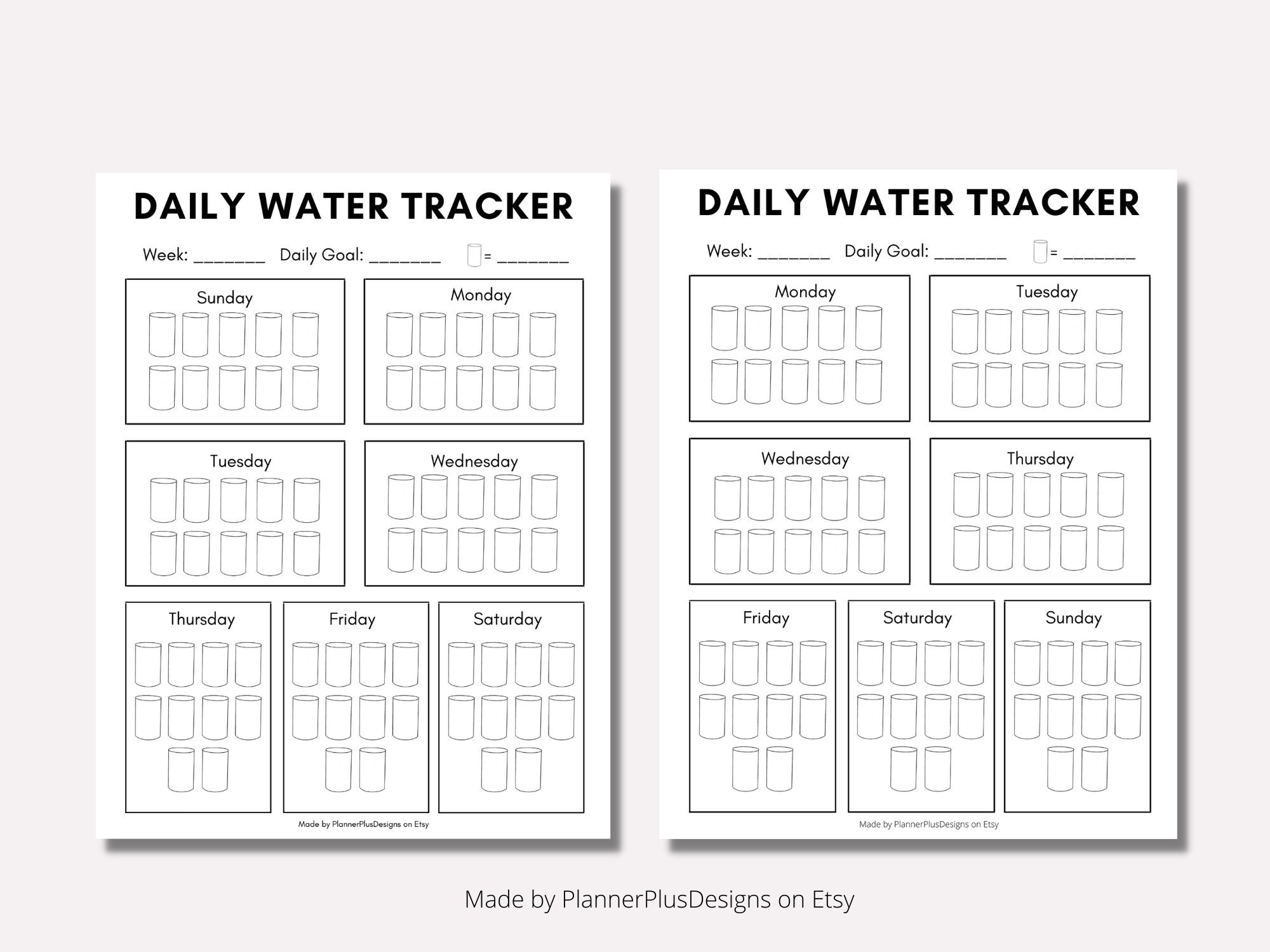 Weekly Water Intake Tracker, Water Log, Daily, Water Tracker Printable ...