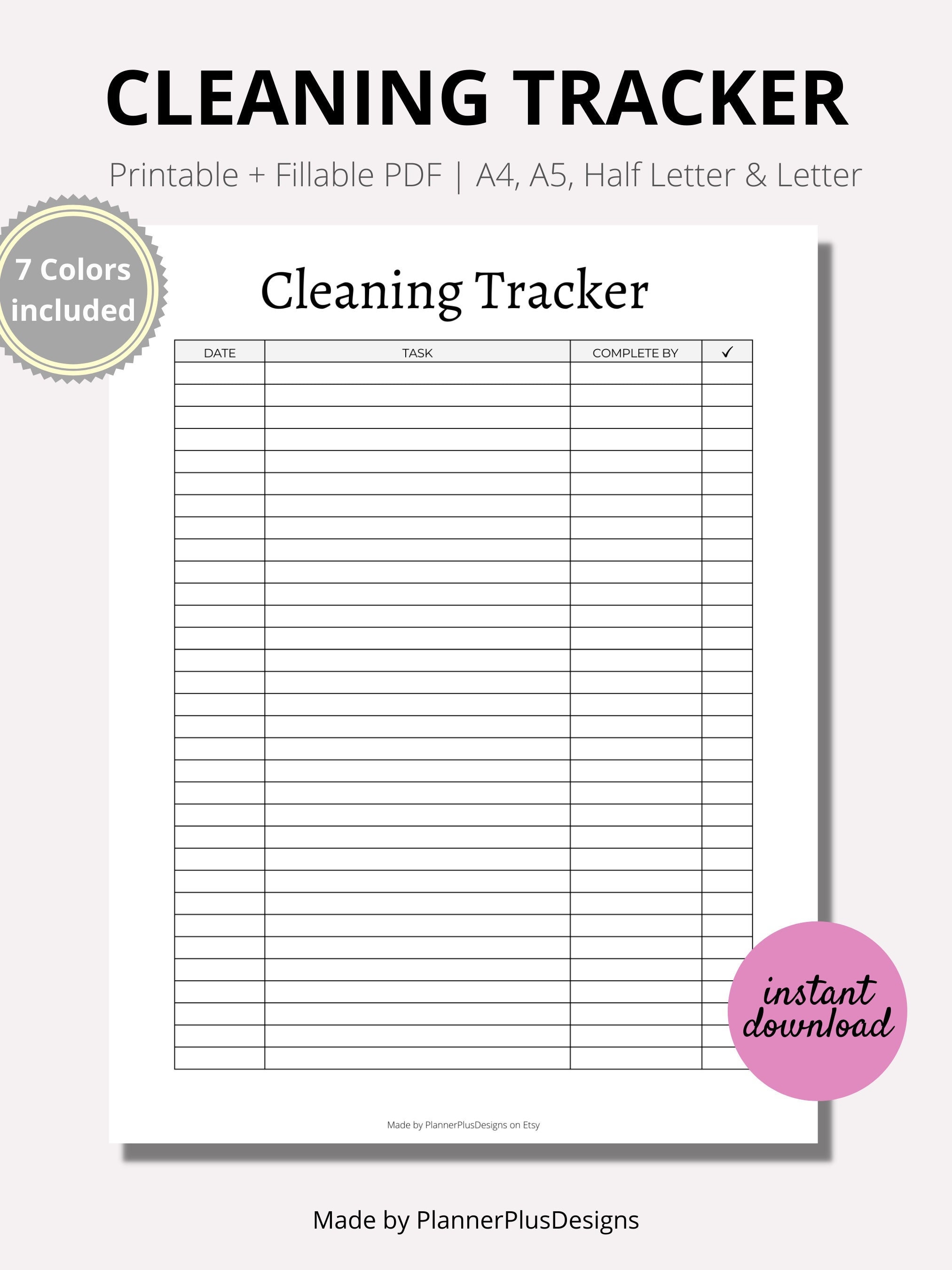 Cleaning Tracker Printable, Home Cleaning Planner, Cleaning Tasks Log ...