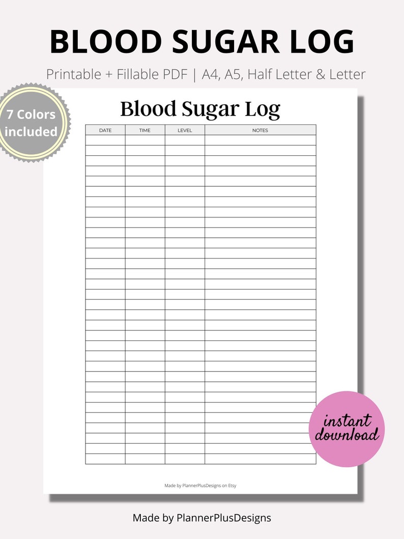 Blood Sugar Log Printable Blood Sugar Tracker Blood Glucose Tracker Blood Sugar Log Printable Blood Sugar Tracker Blood Glucose Tracker