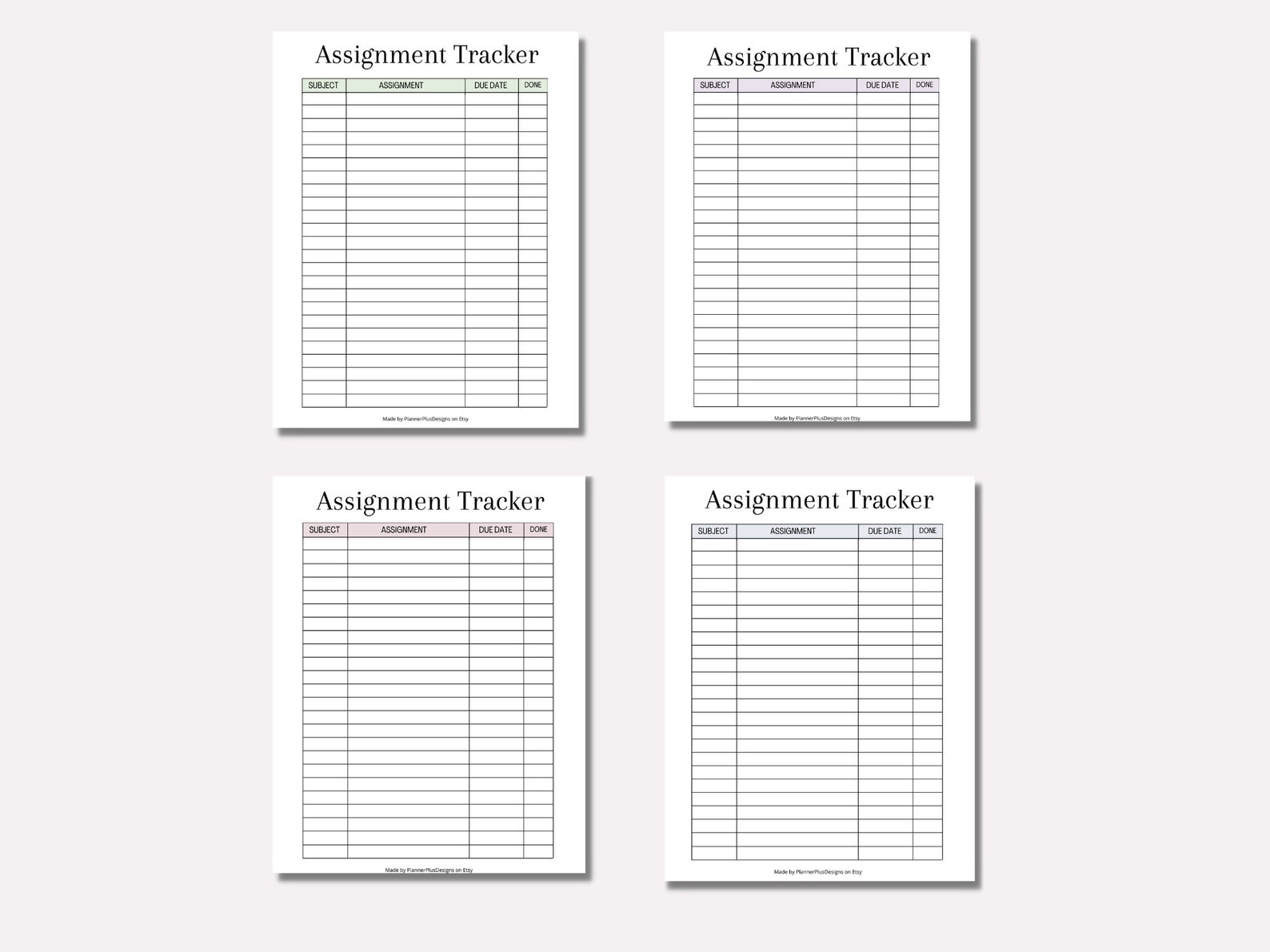 Assignment Tracker, Assignment Printable List, Homework Checklist ...