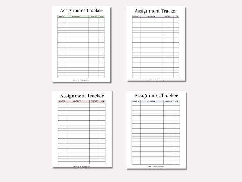 Assignment Tracker, Assignment Printable List, Homework Checklist ...