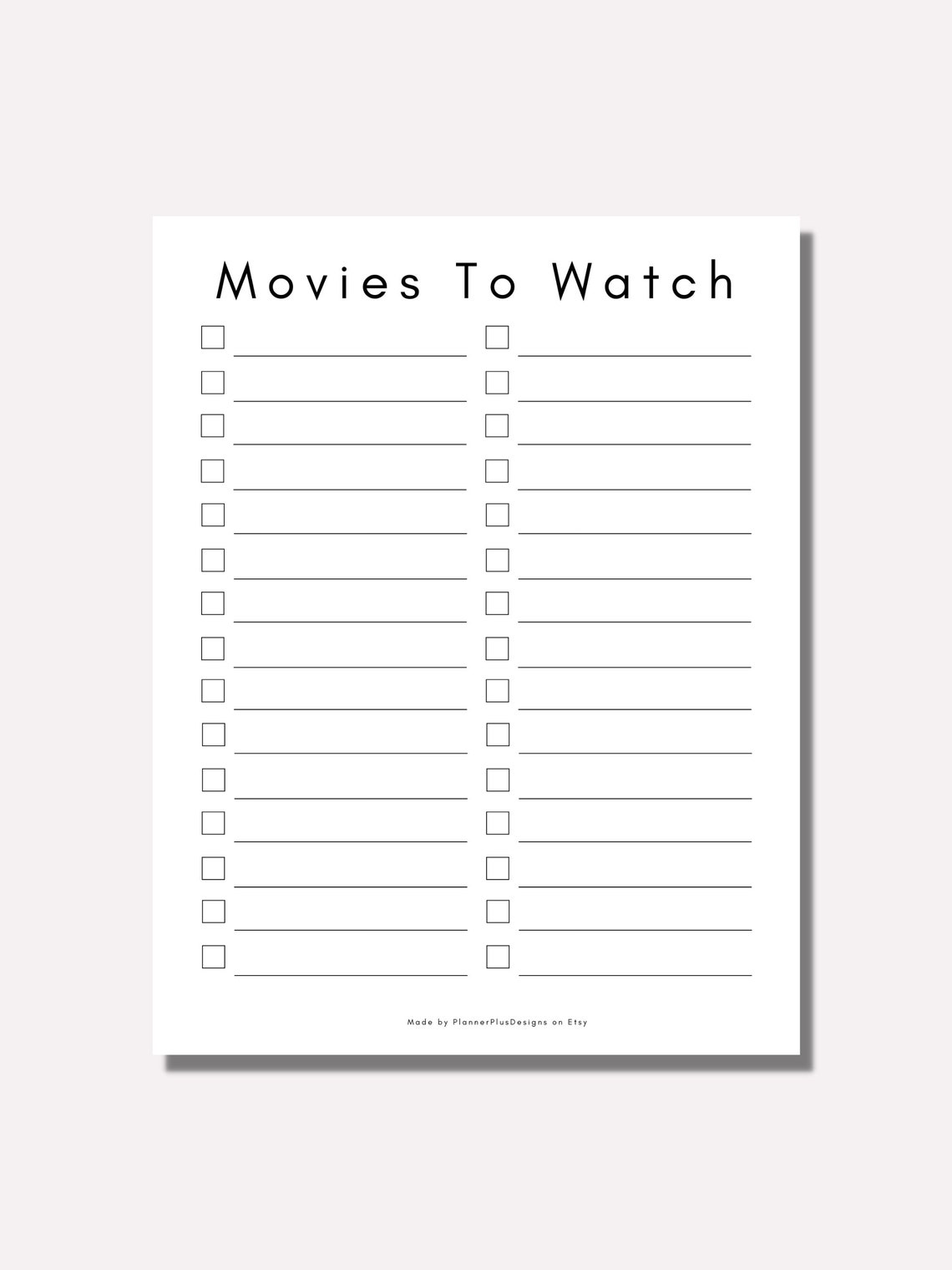 Movies to Watch Tracker, Printable Movies Tracker, Movies to Watch