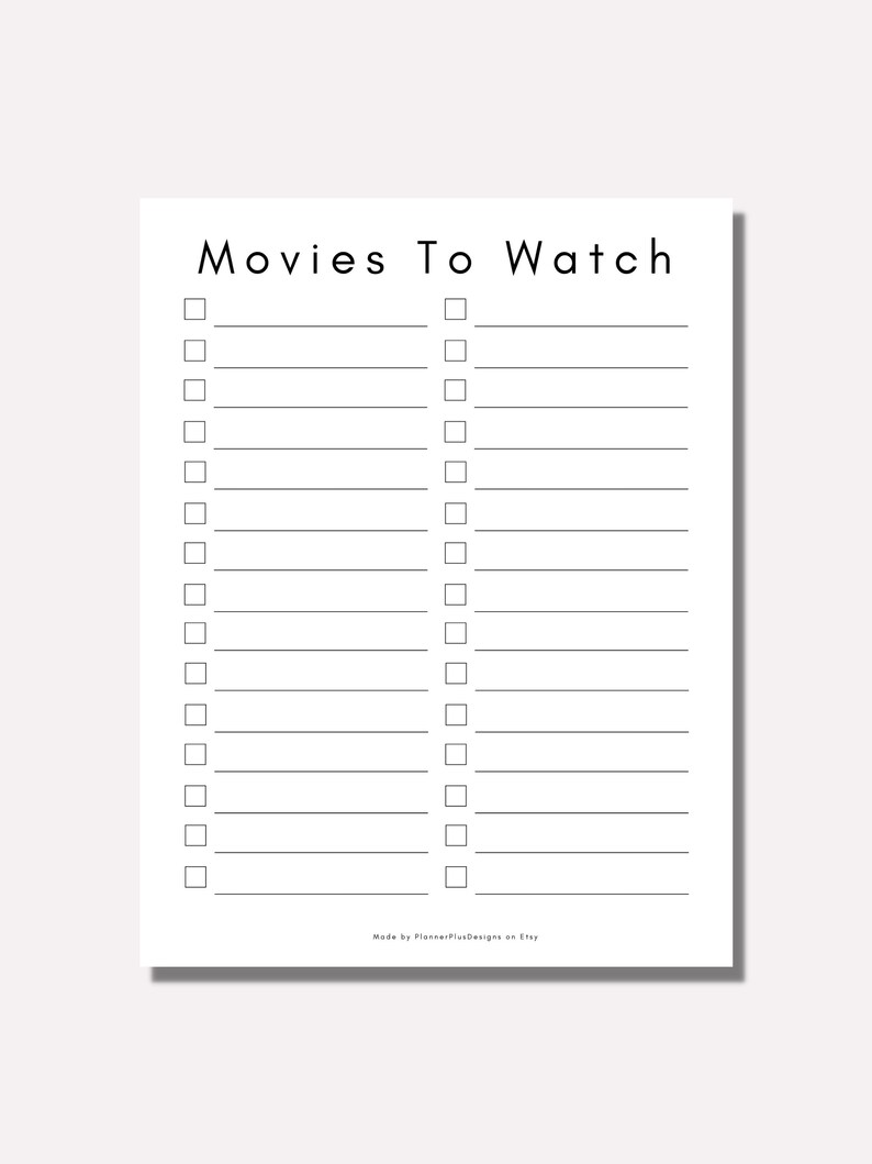 Movies to Watch Tracker, Printable Movies Tracker, Movies to Watch ...