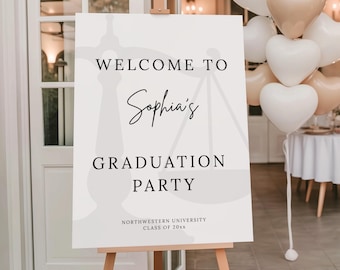 Law School Graduation Welcome Sign Editable Canva Template | Legal Grad Party Sign Printable 16x20 18x24 20x24 Digital Download, g12