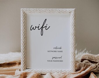 Szablon do edycji hasła WiFi do druku Airbnb Pokój gościnny Bądź naszym gościem Sztuka ścienna Dekoracja ślubna Natychmiastowe pobranie, bu1