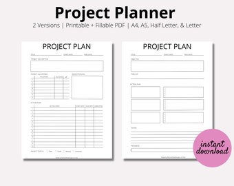 Project Planner Printable, Task planner, Productivity Planner, Task Tracker, College Student, Task Management, PDF, A4, A5, Half, LETTER