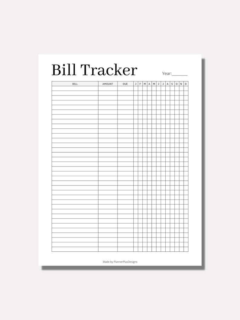 Yearly Bill Payment Tracker Printable Bill Log Planner Bill Payment Yearly bill payment tracker printable bill log planner bill payment