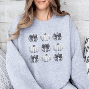 Cute Bow Fall sweatshirt coquette bow sweatshirt cute pumpkin fall coquette easthetic cute fall sweatshirt Halloween bow shirt pumpkin