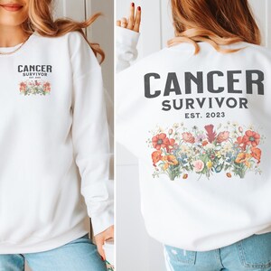 Cancer Survivor est 2023flowers sweatshirt, breast cancer gifted breastcancer gift breastcancer shirt 2023 warrior shirt cancer fighter
