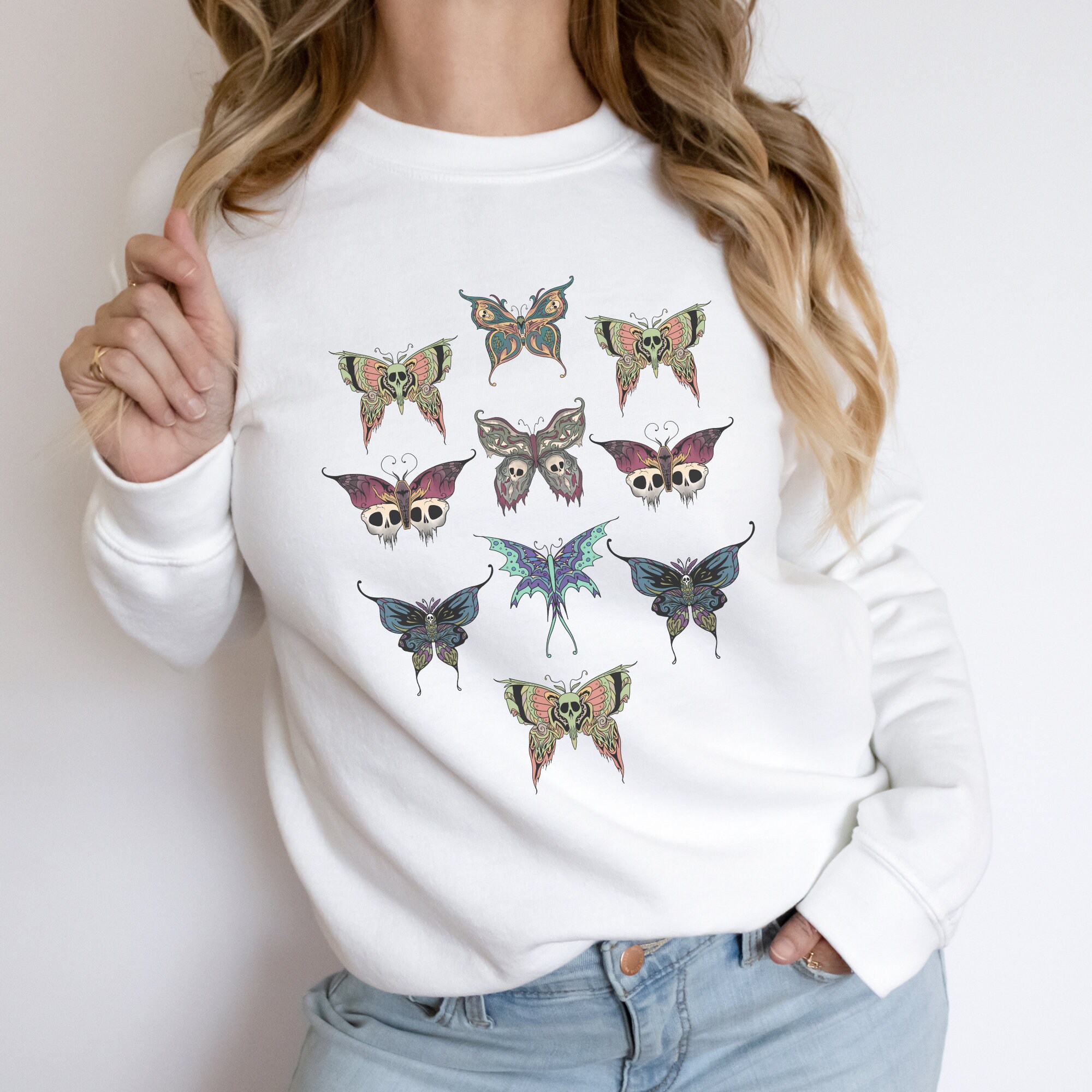 Goblincore Butterfly Skulls Sweatshirt Fairycore Gift for Her - Etsy