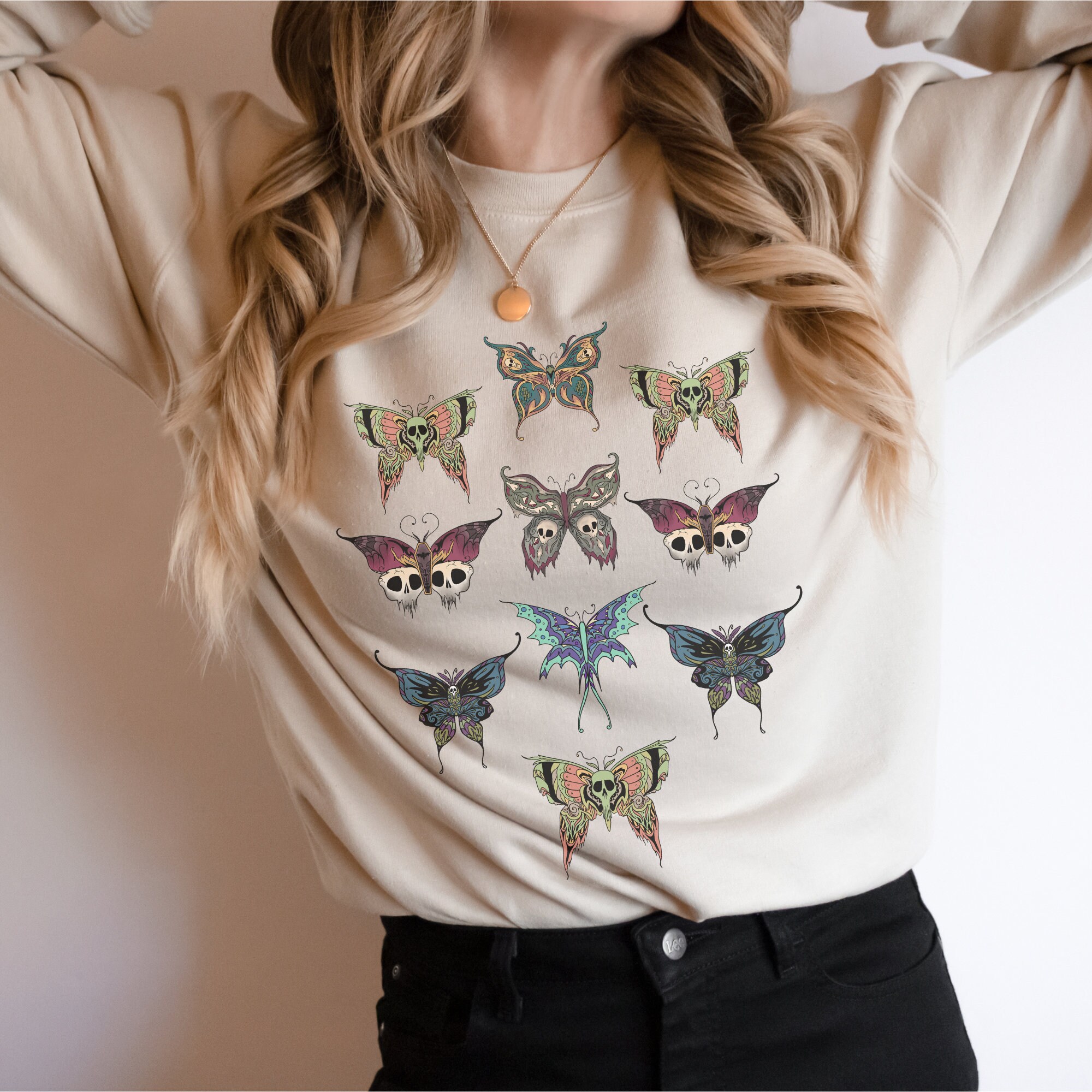 Goblincore Butterfly Skulls Sweatshirt Fairycore Gift for Her - Etsy