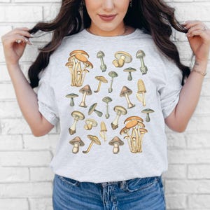 Mushrooms tshirt, cottagecore clothing, botanical shirt, gardener shirt, nature lover, mushroom collector,