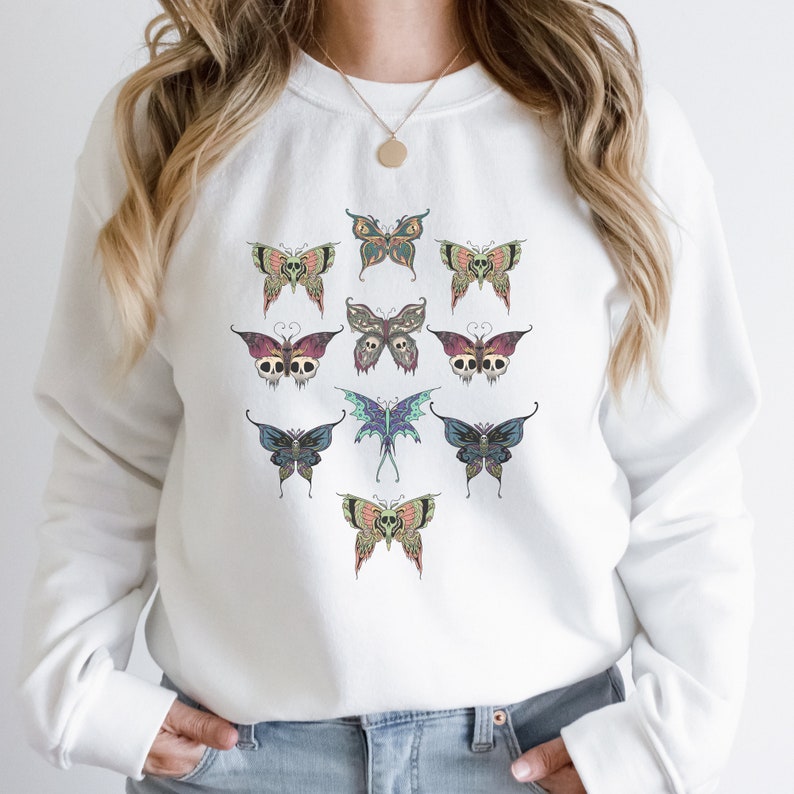 Goblincore Butterfly Skulls Sweatshirt Fairycore Gift for Her - Etsy