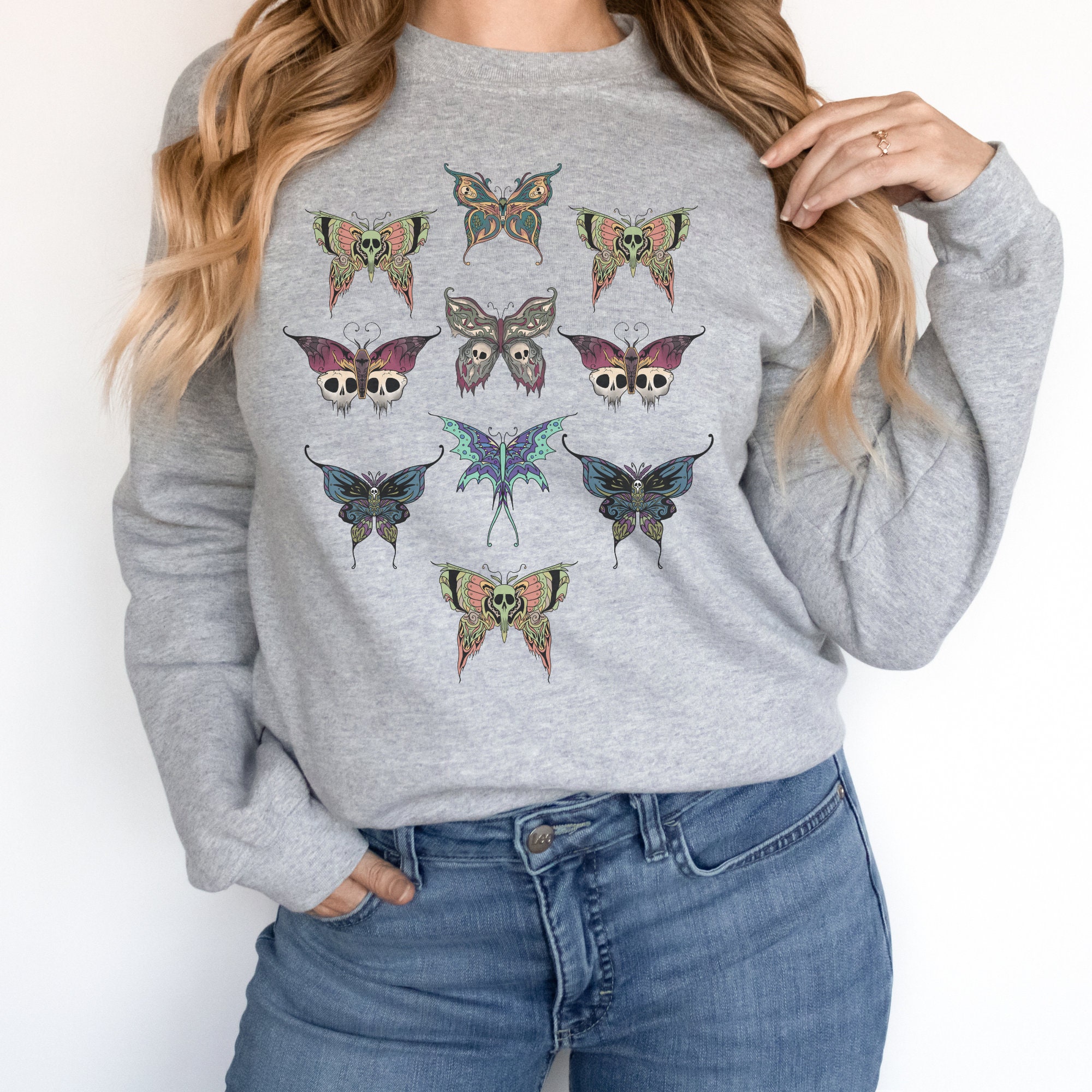 Goblincore Butterfly Skulls Sweatshirt Fairycore Gift for Her - Etsy