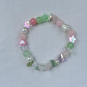 Fairycore bracelet | cute charm bracelets, dainty charm bracelets, coquette bracelet, cute bracelet, bow charm, flower beaded bracelet