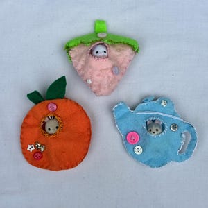 Felt Calico Critter Keychain Pouch: Handmade Critter Holder