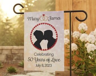 Custom Anniversary Garden Banner, Personalized 50th Anniversary Decorations, 25th Wedding Anniversary Gift for Couple