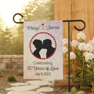 Faixa de jardim personalizada para aniversário, decorações personalizadas para 50º aniversário, presente de 25º aniversário de casamento para casal