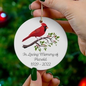 Red Cardinal Bird Ornament, Custom Cardinal Bereavement Gift, Thoughtful Keepsakes, Sympathy Gift Loss of Father or Mother