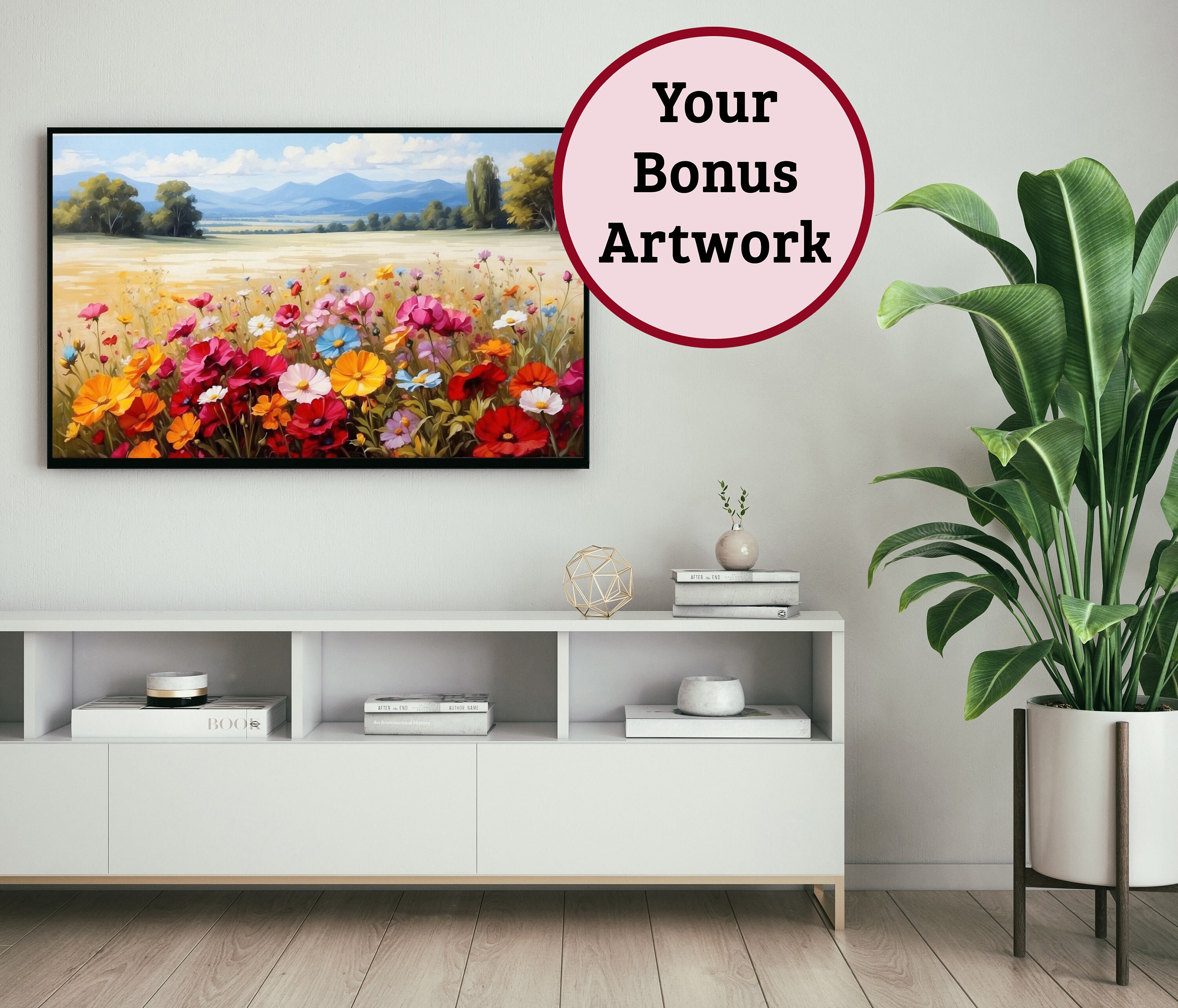 Vintage Wildflowers Frame Tv Art Colorful, Digital Download, Vibrant ...