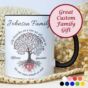 Tazas para reunión familiar, taza personalizada del Árbol de la Vida, regalos para la reunión "Como ramas de árbol", frases para una reunión familiar para siempre