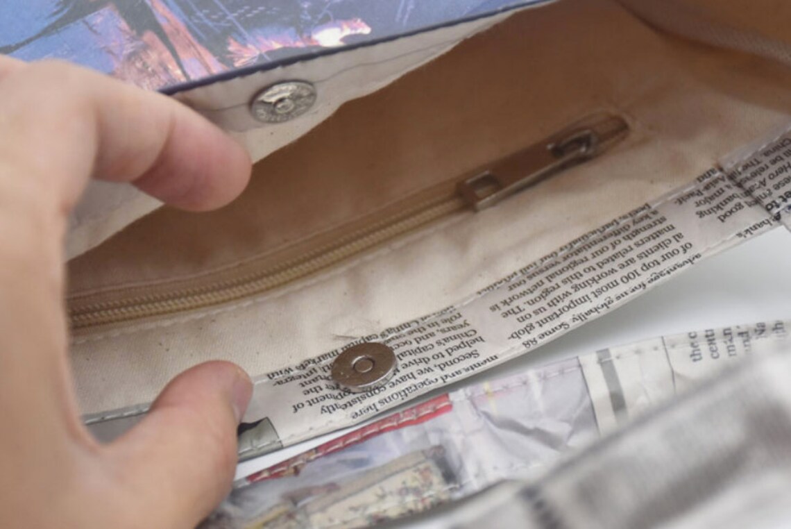 Newspapers Original Design Handmade Paper Bag Unisex Cotton Waterproof