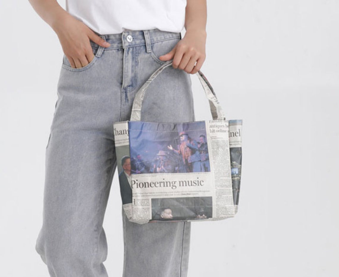 Newspapers Original Design Handmade Paper Bag Unisex Cotton Waterproof
