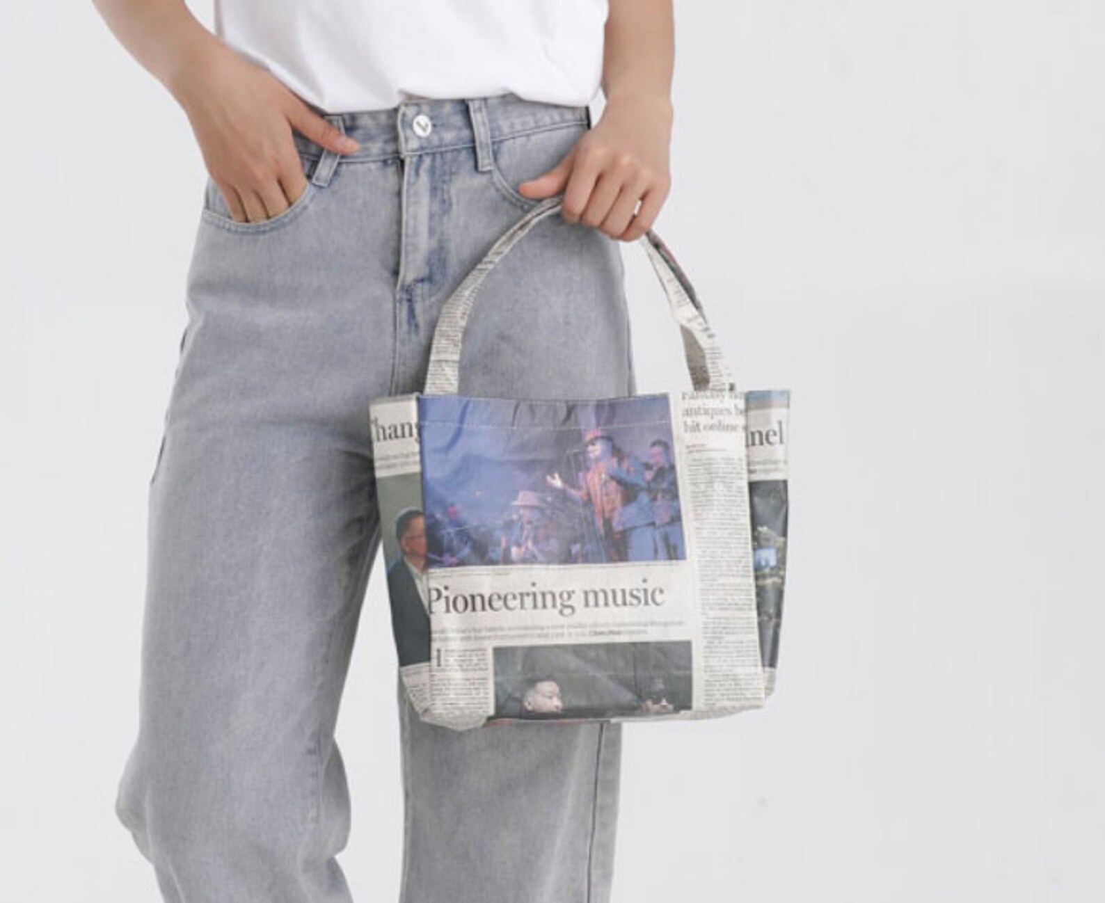Newspapers Original Design Handmade Paper Bag Unisex Cotton Waterproof