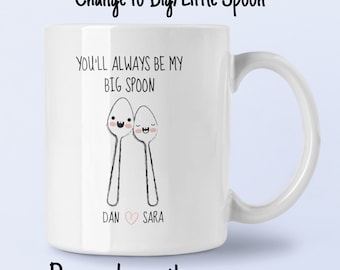 Funny Big Spoon Little Spoon Personalised Valentines Mug Gift. Big Spoon. Little Spoon. Personalised. Gift for him or her. Boyfriend. UK