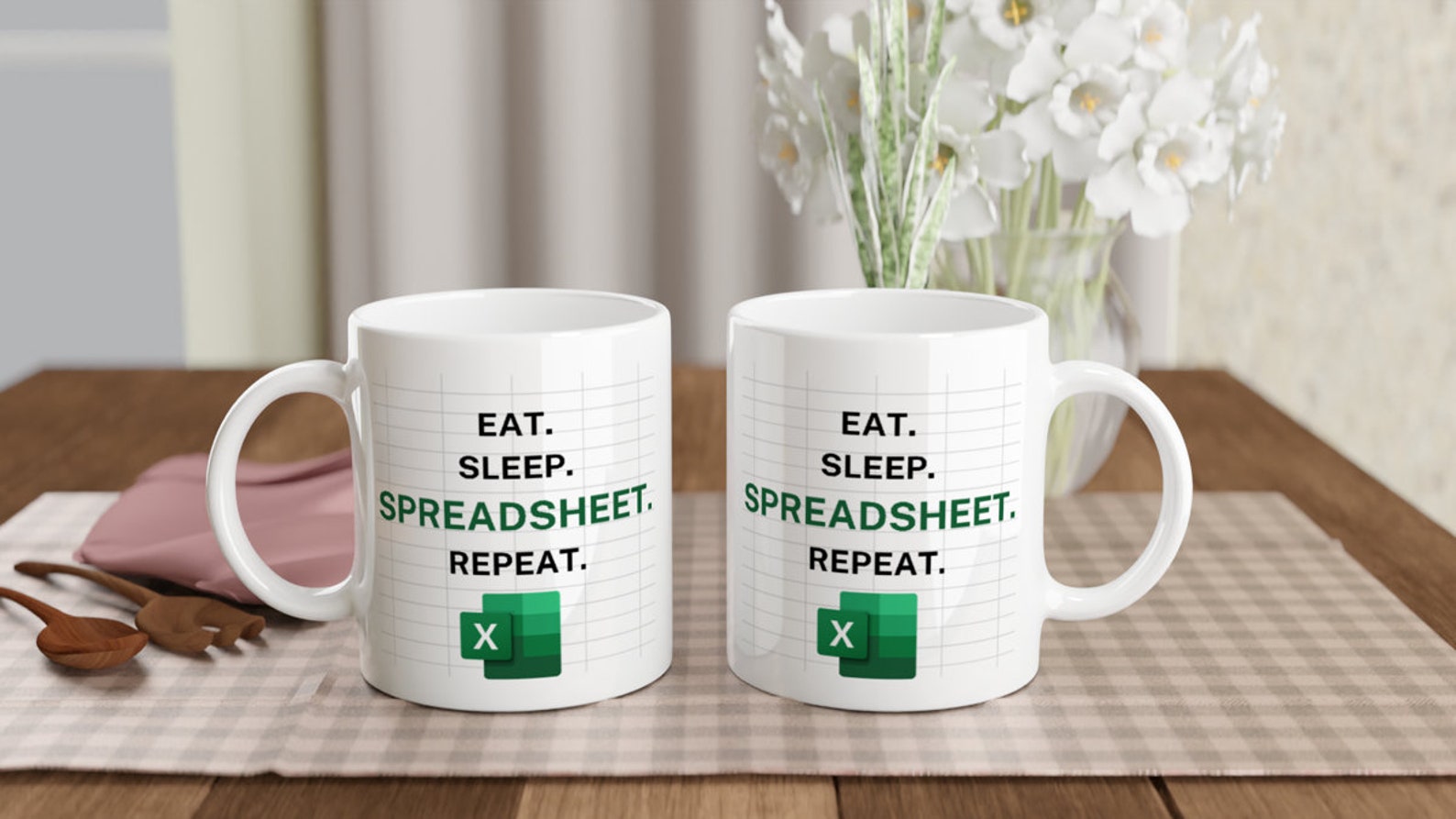 Tazza Da Caffè 325ml Con Scritta 'Eat Sleep Spreadsheet Repeat' – Per Commercialisti E Contabili, Bianca, Lavabile In Lavastoviglie E Microonde - 5