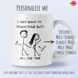 Caneca personalizada engraçada para presente/namorada do namorado. Toque em Bunda. Vagabundo. Marido. Esposa. Presente. Namorada. Caneca engraçada. Presente rude. Namorados. REINO UNIDO. NÓS