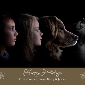 Retrato personalizado de silueta de mascota y dueño: arte digital personalizado para tarjetas de Año Nuevo, regalo para amantes de las mascotas, arte de perfil de mascota, hecho a pedido