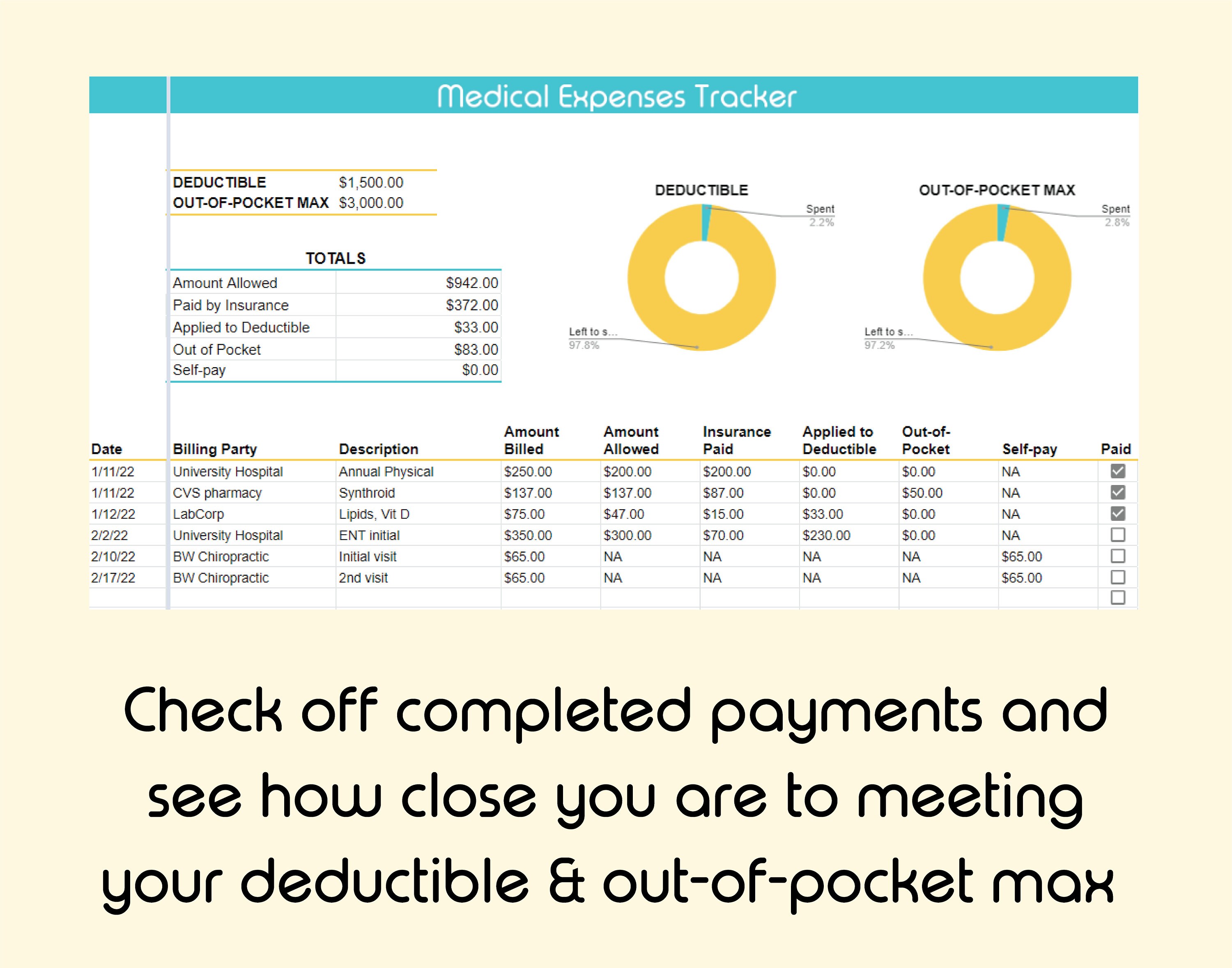 Medical Expenses Tracker | Digital Minimalist Spreadsheet - Etsy