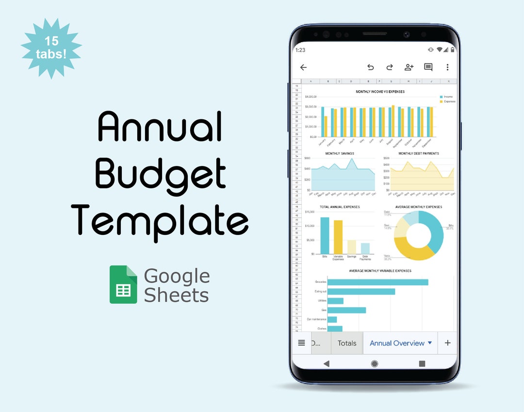 Annual Budget Template | Google Sheets | Financial Dashboard - Etsy