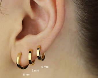 Huggie Hoop Earrings, Small Gold Hoop Earring, Sterling Silver Hoop Earring, Second Hole Hoops, Everyday Hoops, Cartilage Conch Helix Tragus