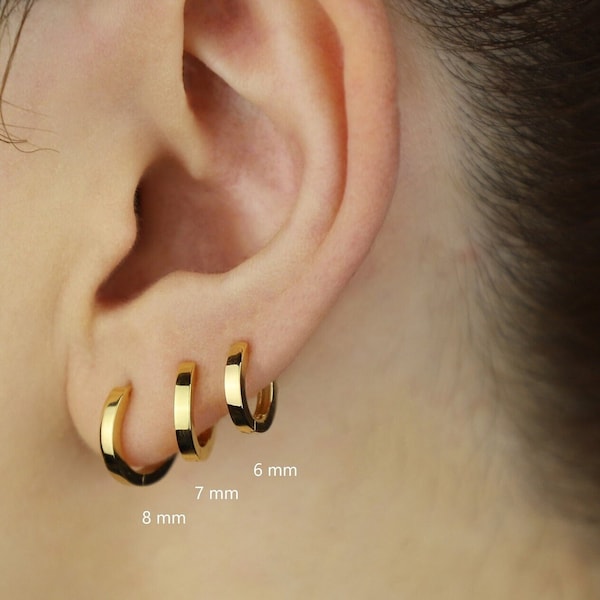 Huggie Hoop Earrings, Small Gold Hoop Earring, Sterling Silver Hoop Earring, Second Hole Hoops, Everyday Hoops, Cartilage Conch Helix Tragus
