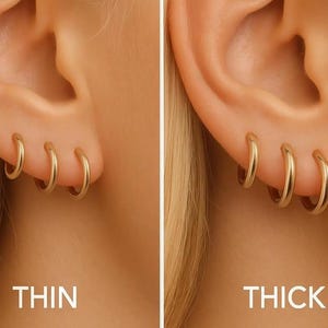 Petites créoles Huggie • Argent sterling 925 plaqué or 18 carats de qualité supérieure • Créoles de tous les jours pour piercings lobe, cartilage, hélice, tragus