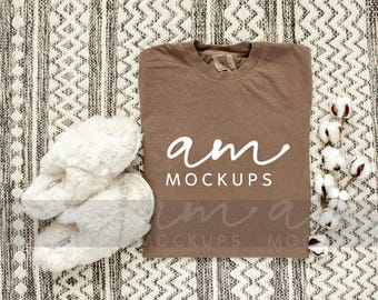 Comfort Colors 1717 Espresso Shirt Mockup: Unisex T-Shirt Flat Lay (Digital Download